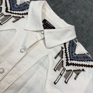 Ariat Shirt Womens XL White Chimayo Collection Western Pearl Snap Embroidered
